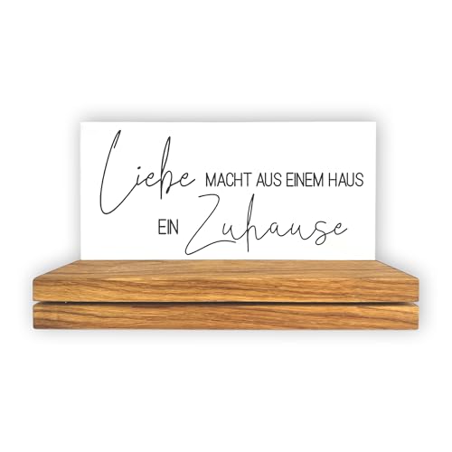 Fritz Cox Schlüsselbrett Eiche massiv mit Spruch – Magnetisch, mit Fräsungen & Wandaufhängung – Inkl. Deko-Tafel – 30x10 cm – Handarbeit aus Deutschland (Liebe Macht aus einem Haus EIN Zuhause) von Fritz Cox
