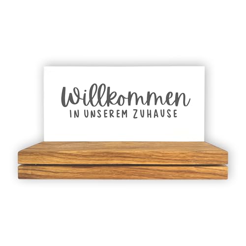 Fritz Cox Schlüsselbrett Eiche massiv mit Spruch – Magnetisch, mit Fräsungen & Wandaufhängung – Inkl. Deko-Tafel – 30x10 cm – Handarbeit aus Deutschland (Willkommen in unserem Zuhause) von Fritz Cox