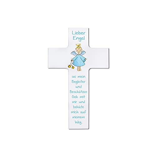 Kinderkreuz 'Engel sei mein Begleiter' 15cm Blau weiß von Fritz Cox