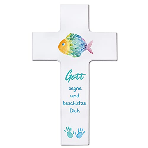 Kinderkreuz 'Gott segne & beschütze Dich' 15cm weiß | von FRITZ COX dem Spezialisten für christliche Geschenke von Fritz Cox