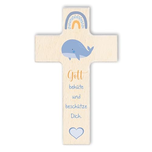 Kinderkreuz "WAL" | christliches Geschenk für Kinder | "Gotte behüte und beschütze Dich" | von FRITZ COX blau 20cm von Fritz Cox
