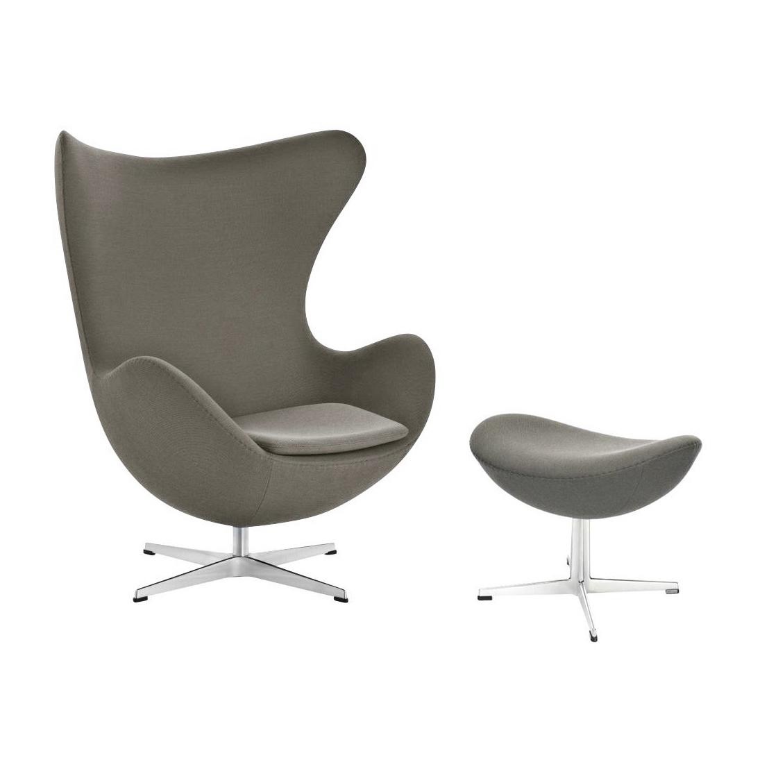 Fritz Hansen - Aktion Egg Chair/Das Ei™ Sessel + Hocker Stoff - beige/Gestell Aluminium/Stoff Fame 61003/Gestell Aluminium satinpoliert/Sessel... von Fritz Hansen