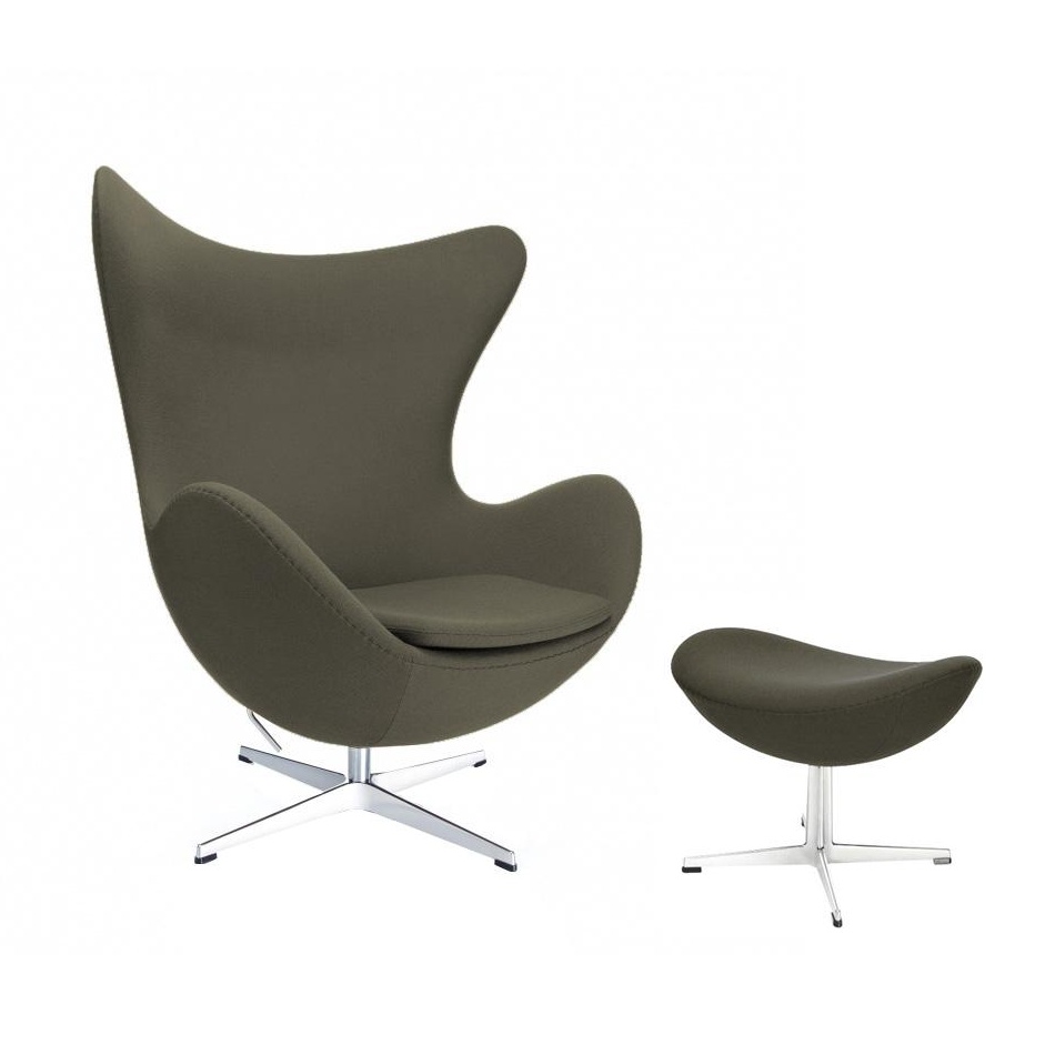 Fritz Hansen - Aktion Egg Chair/Das Ei™ Sessel + Hocker Stoff - braungrau/Gestell Aluminium/Stoff Fame 61060 /Gestell Aluminium satinpoliert/Sessel... von Fritz Hansen