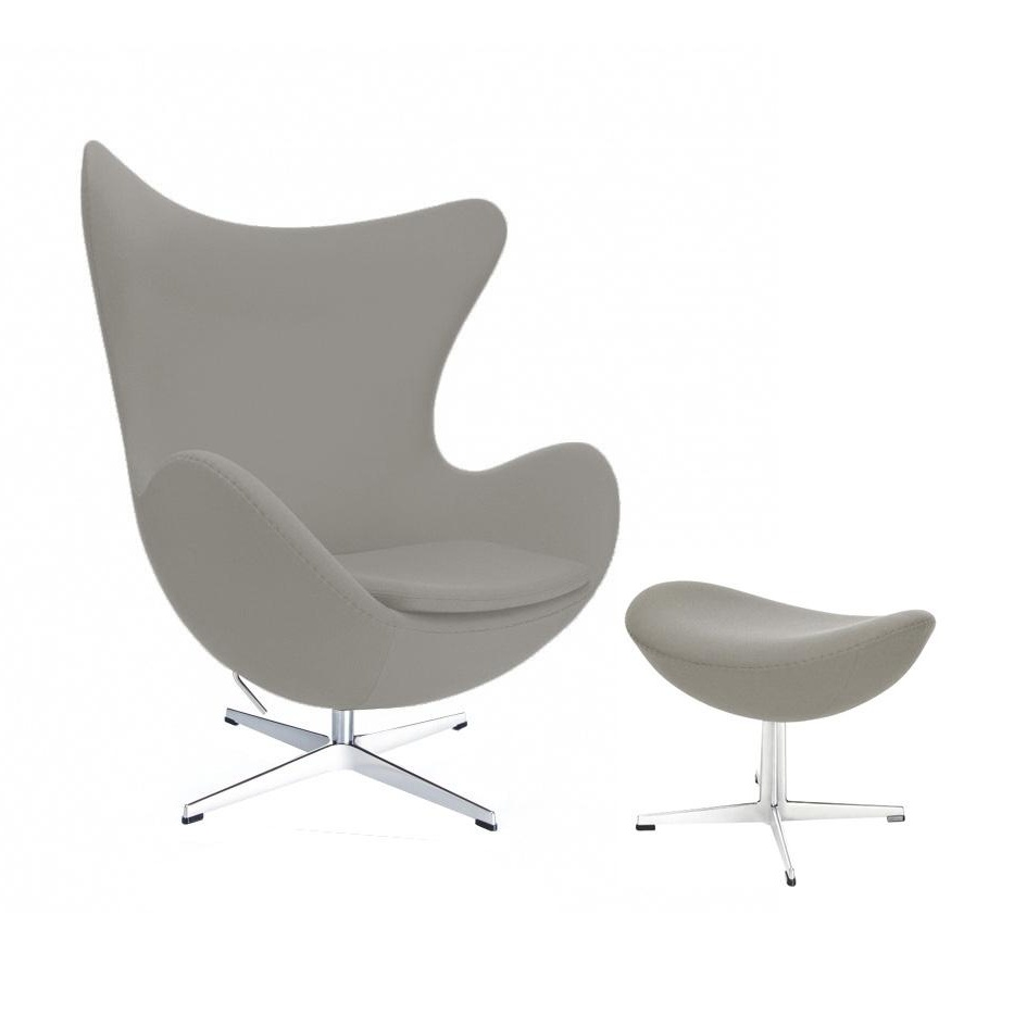 Fritz Hansen - Aktion Egg Chair/Das Ei™ Sessel + Hocker Stoff - hellgrau/Gestell Aluminium/Stoff Fame 61136/Gestell Aluminium satinpoliert/Sessel... von Fritz Hansen