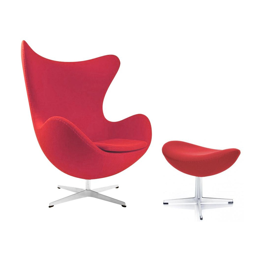 Fritz Hansen - Aktion Egg Chair/Das Ei™ Sessel + Hocker Stoff - rot/Gestell Aluminium/Stoff Divina 623/Gestell Aluminium satinpoliert/Sessel... von Fritz Hansen