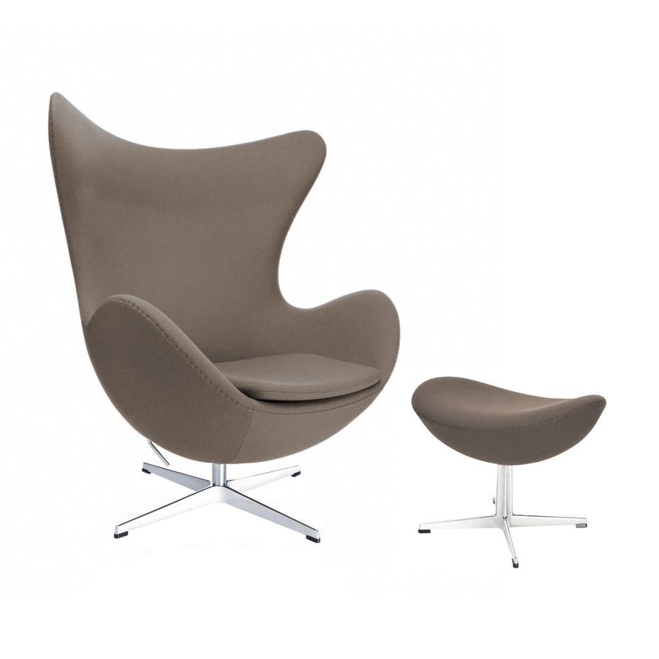 Fritz Hansen - Aktion Egg Chair/Das Ei™ Sessel + Hocker Stoff - taupe/Gestell Aluminium/Stoff Fame 61135/Gestell Aluminium satinpoliert/Sessel... von Fritz Hansen