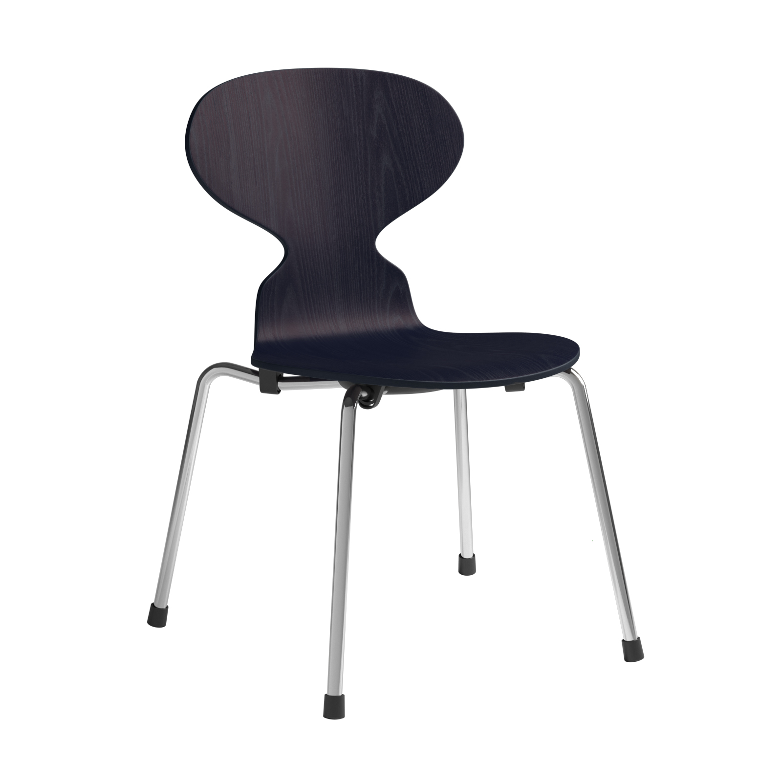 Fritz Hansen - Ant™ Kinderstuhl verchromt - mitternachtsblau/Sitzfläche gefärbte Esche/Gestell Stahl verchromt/BxHxT 40x60x40cm von Fritz Hansen