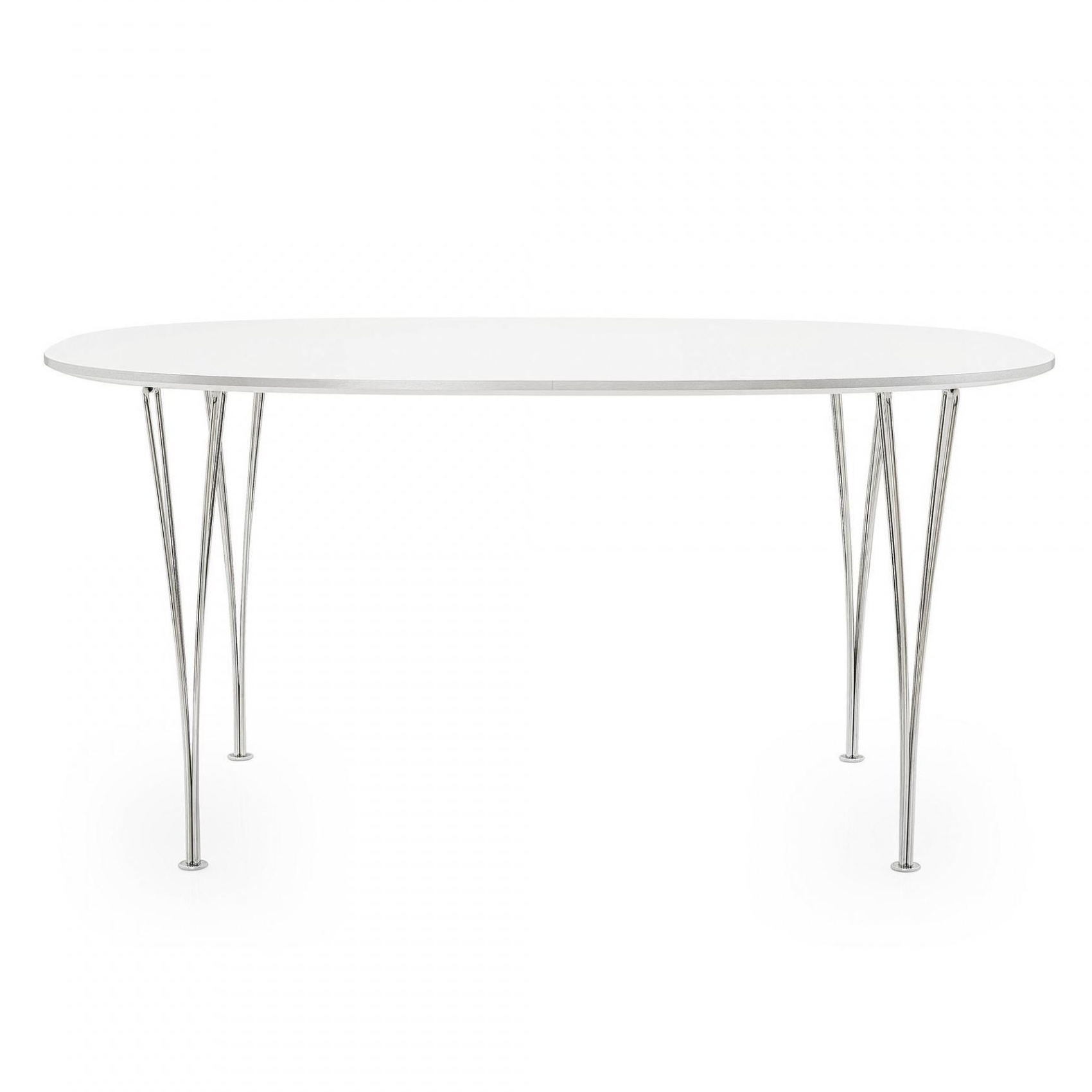 Fritz Hansen - B611 Super-elliptischer Tisch 135x90x72cm - weiß/Laminat mit Aluminiumkante/Gestell Stahl verchromt/LxBxH 135x90x72cm von Fritz Hansen