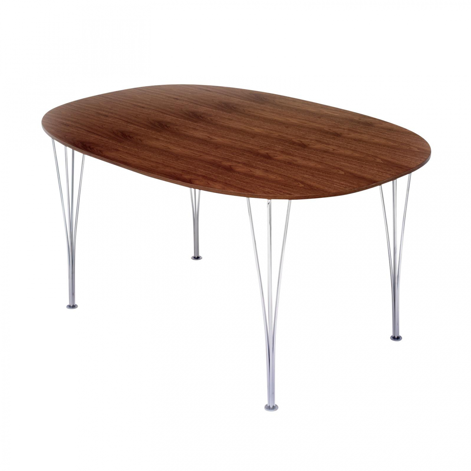 Fritz Hansen - B612 Super-elliptischer Tisch Furnier 150x100x72cm - Nussbaum/Tischplatte Furnierholz/Gestell Stahl verchromt/LxBxH 150x100x72cm von Fritz Hansen