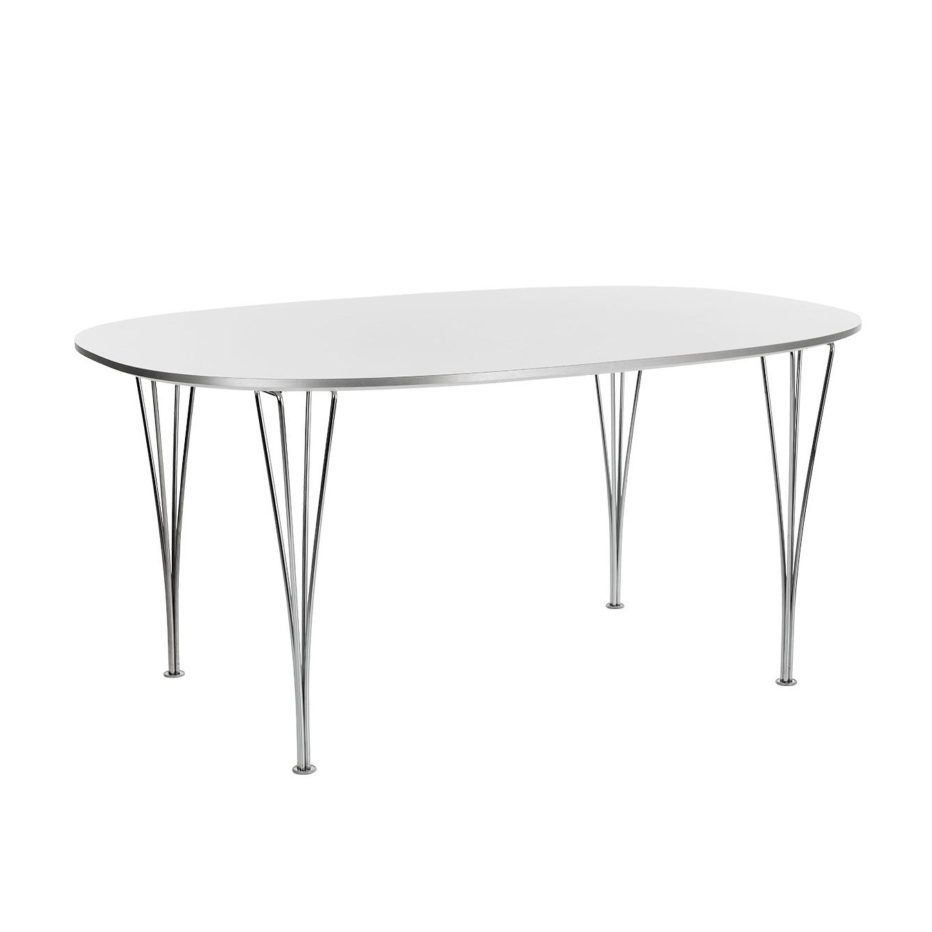 Fritz Hansen - B613 Super-elliptischer Tisch 180x120x72cm - weiß/Laminat mit Aluminiumkante/Gestell Stahl verchromt/LxBxH 180x120x72cm von Fritz Hansen