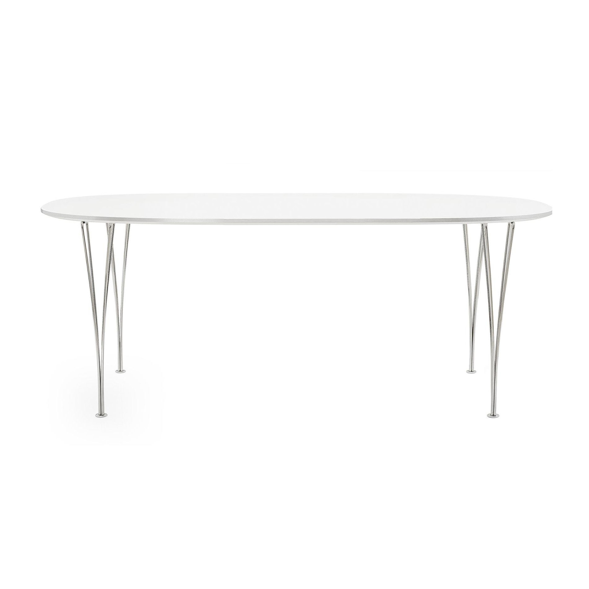 Fritz Hansen - B614 Super-elliptischer Tisch 240x120x72cm - weiß/Laminat mit Aluminiumkante/Gestell Stahl verchromt/LxBxH 240x120x72cm von Fritz Hansen