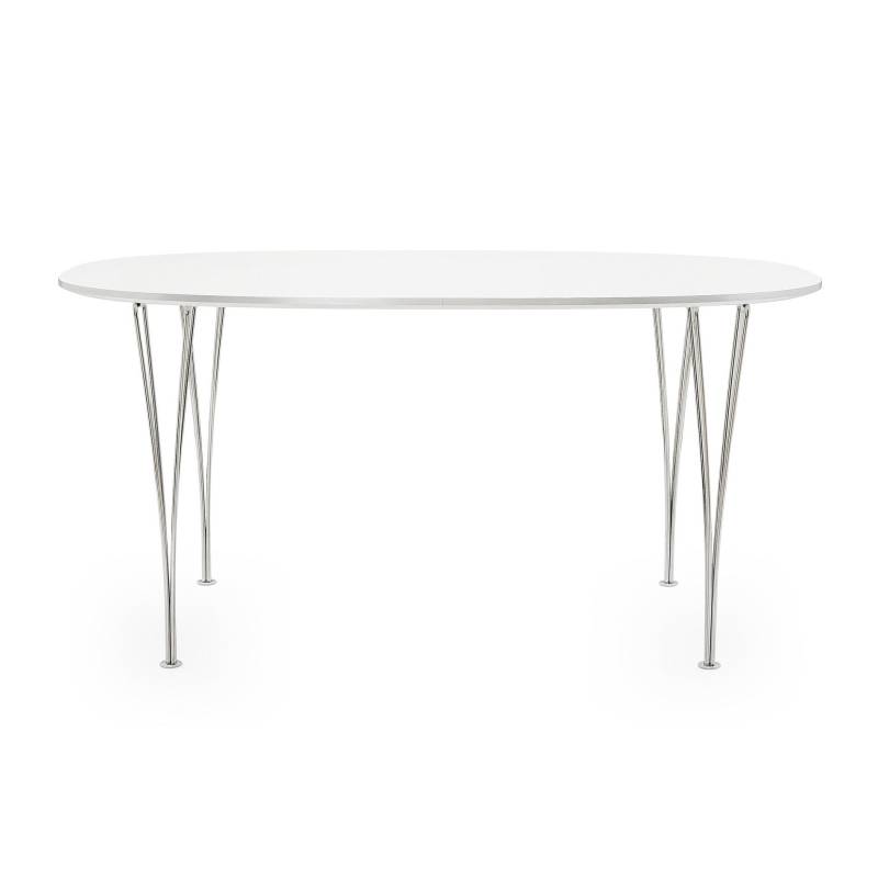 Fritz Hansen - B616 Super-elliptischer Tisch 170x100x72cm - weiß/Laminat mit Aluminiumkante/Gestell Stahl verchromt/LxBxH 170x100x72cm von Fritz Hansen