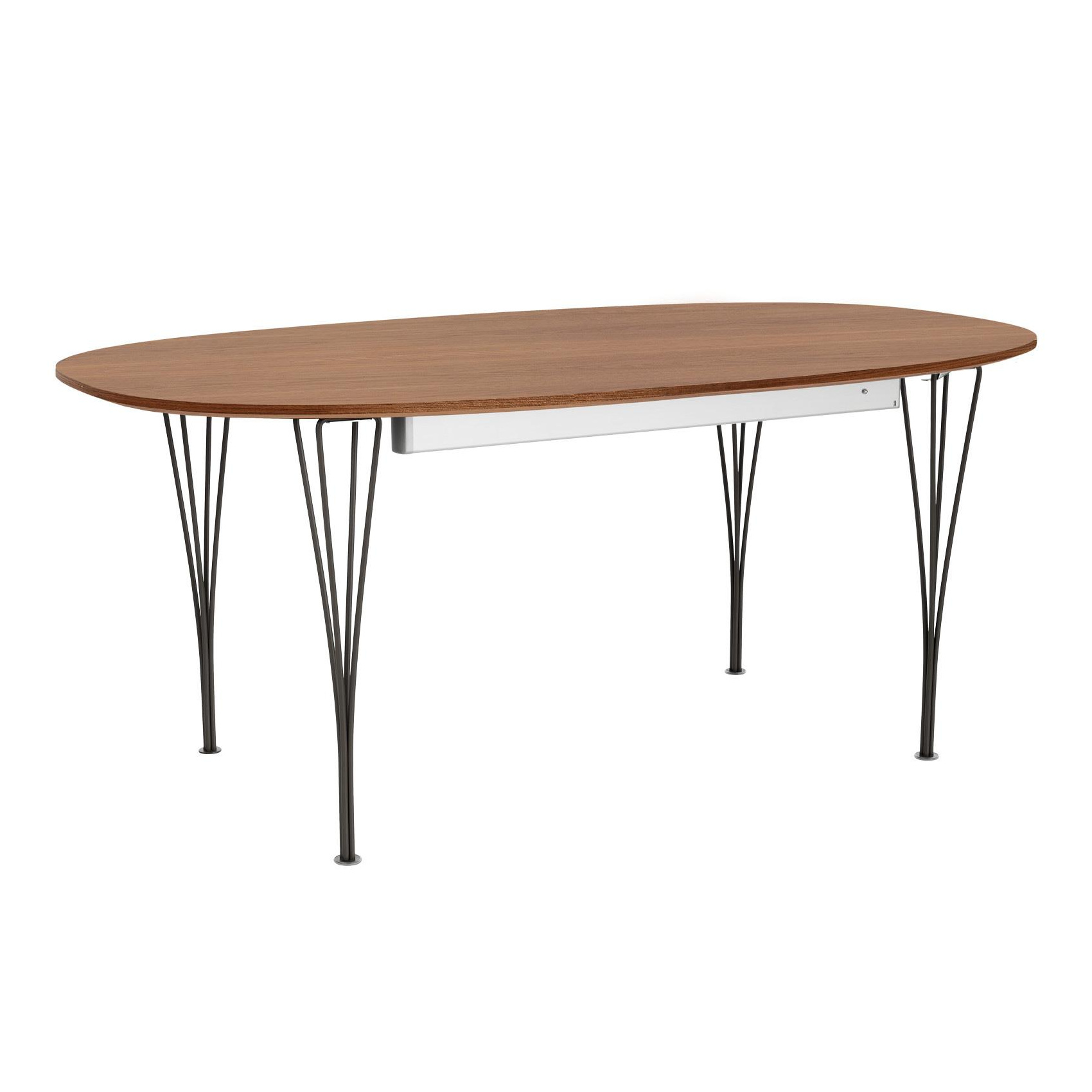 Fritz Hansen - B619 Super-elliptischer Tisch Furnier ausziehbar - walnuss/Tischplatte Furnier/Gestell Stahl pulverbeschichtet warm graphite/LxBxH 180/ von Fritz Hansen