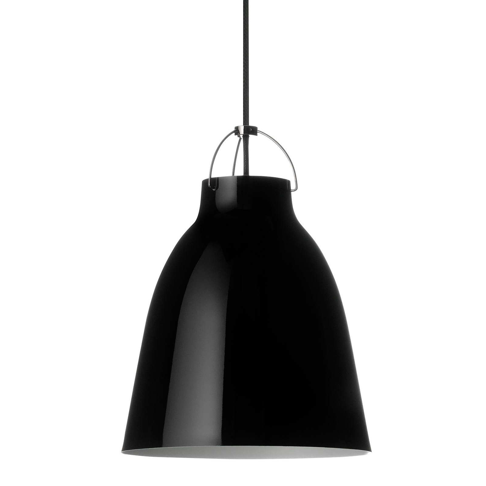 Fritz Hansen - Caravaggio™ P2 Pendelleuchte glänzend - schwarzschwarz/hochglänzend/H 33,7cm / Ø 25,8cm/Kabel schwarz von Fritz Hansen