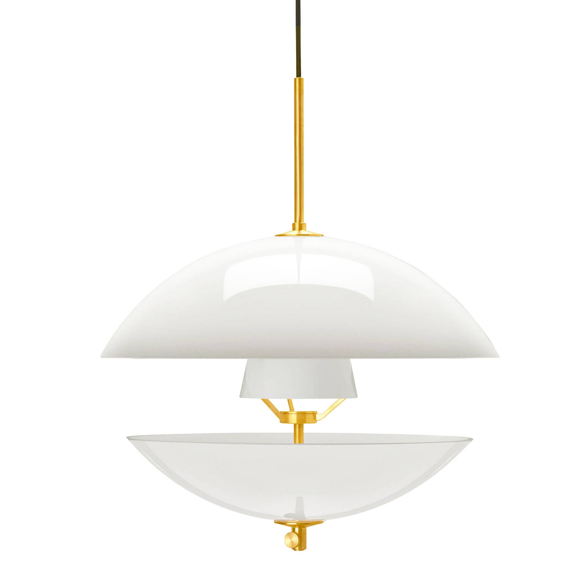 Fritz Hansen - Clam™ Pendelleuchte Ø 55cm - opal, messing/H x Ø 54x55cm/Kabel schwarz/ 1x E27 Fassung von Fritz Hansen