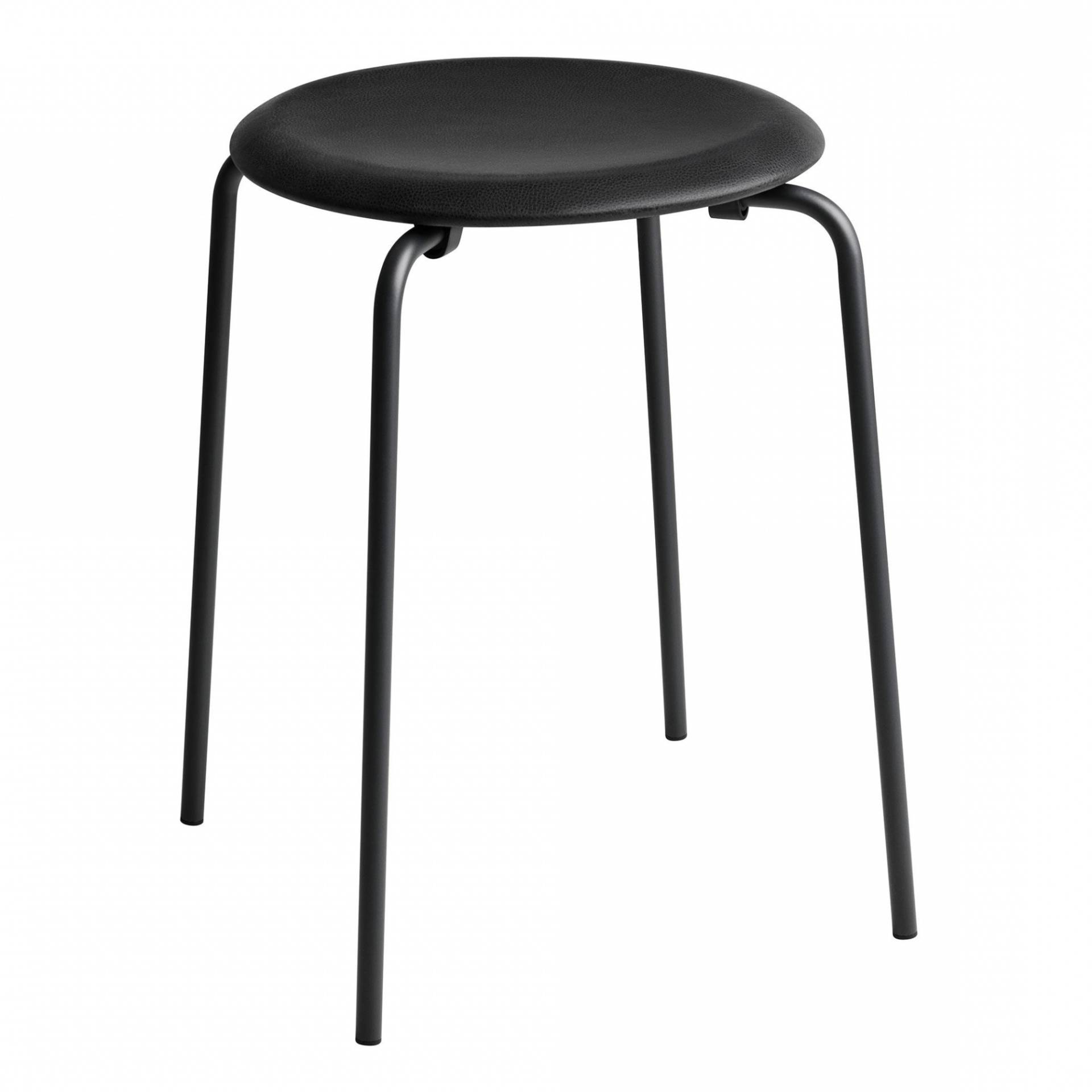 Fritz Hansen - DOT™ Hocker Leder Gestell schwarz - schwarz/Sitzfläche Intense Leder/Gestell schwarz/H 44cm / Ø 34cm von Fritz Hansen