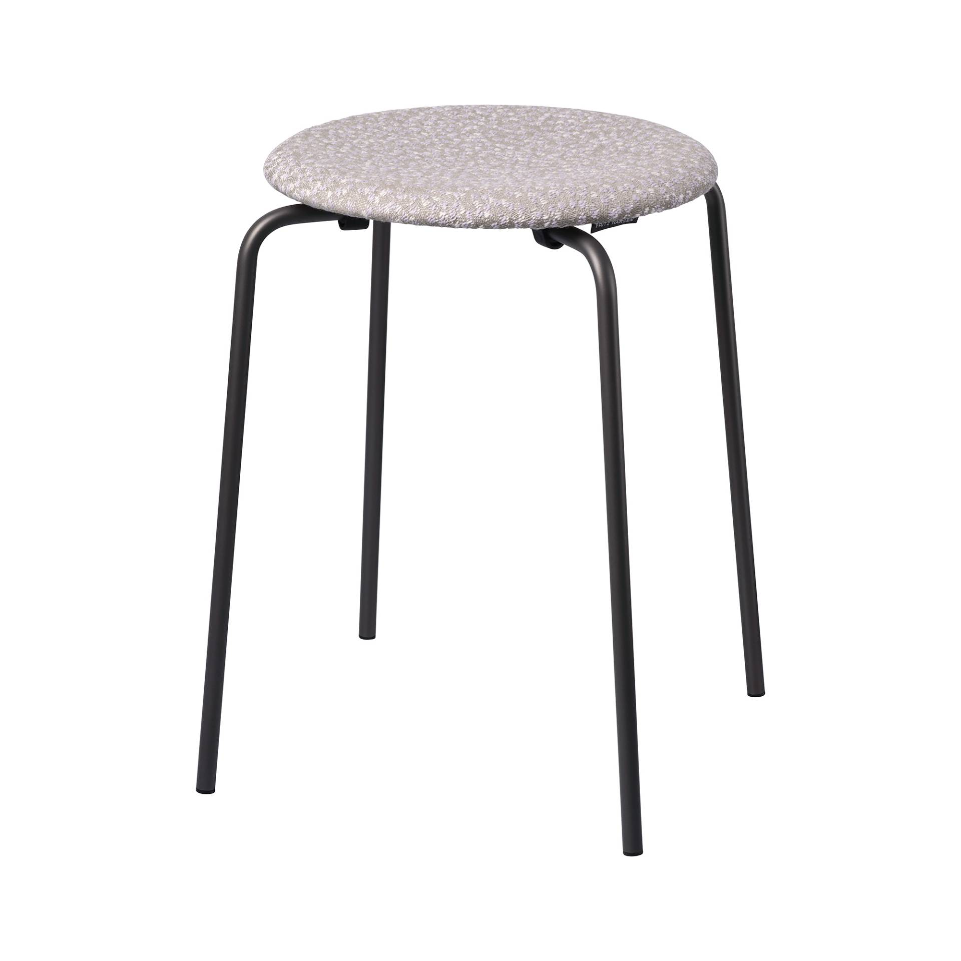 Fritz Hansen - DOT™ Hocker Stoff Gestell warmes Graphit - grau, beige/Sitzfläche Kvadrat Ria 241/Gestell warmes Graphit/HxØ 44x34cm von Fritz Hansen