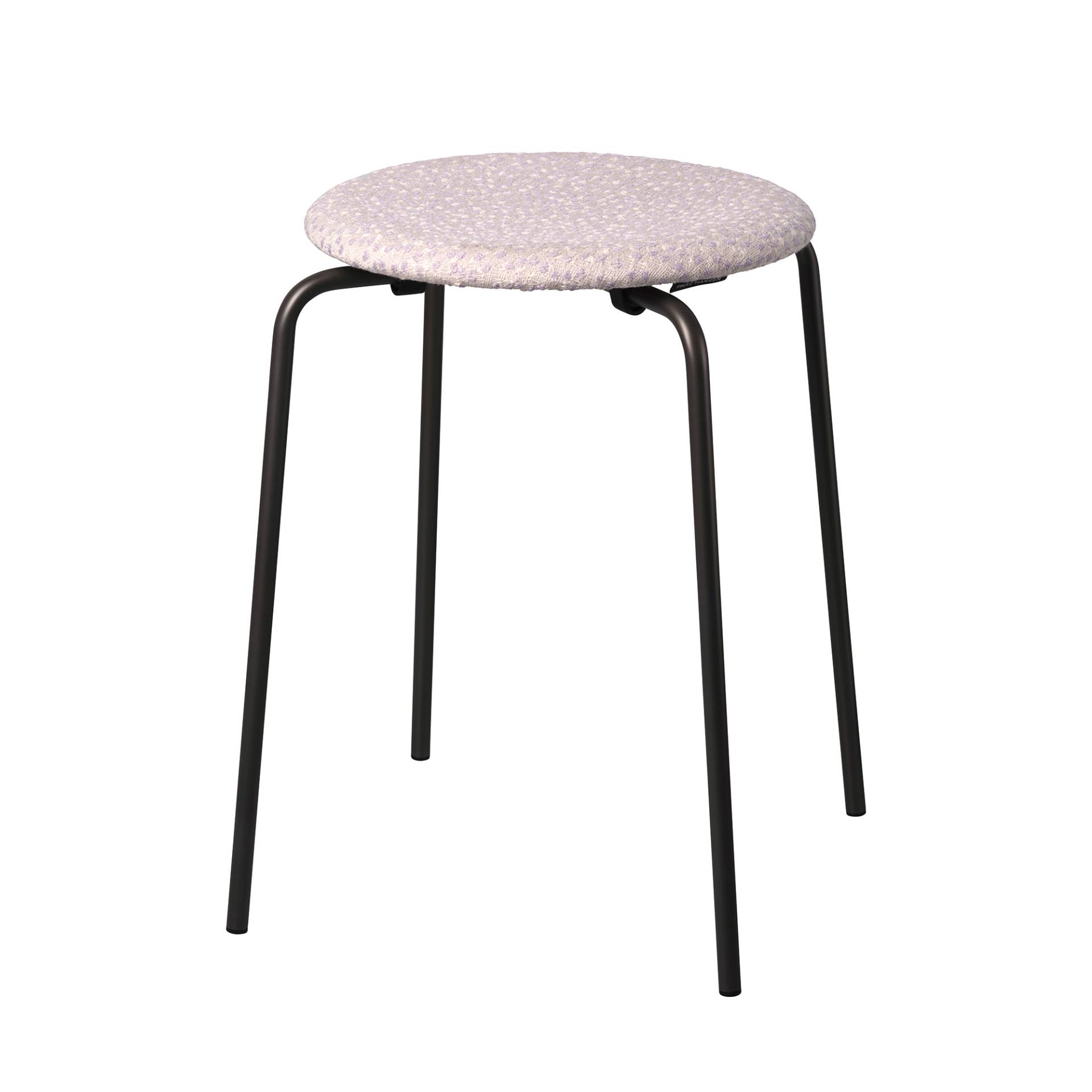 Fritz Hansen - DOT™ Hocker Stoff Gestell warmes Graphit - weiß, violett/Sitzfläche Kvadrat Ria 111/Gestell warmes Graphit/HxØ 44x34cm von Fritz Hansen