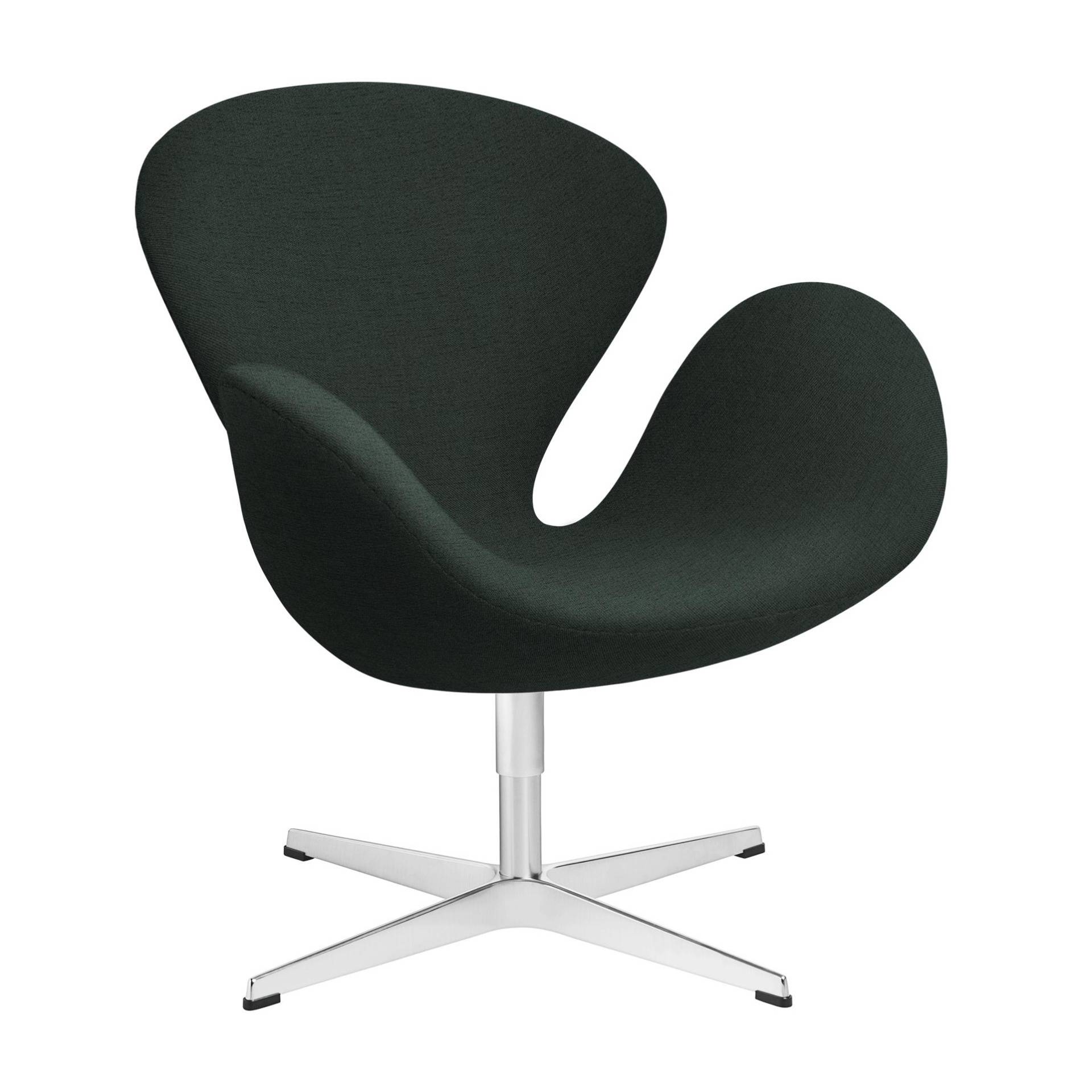 Fritz Hansen - Der Schwan™/ Swan™ Sessel Stoff Christianshavn - dunkelgrün/Stoff Dark Green 1161/Gestell Aluminium satinpoliert/BxHxT 74x77x68cm von Fritz Hansen