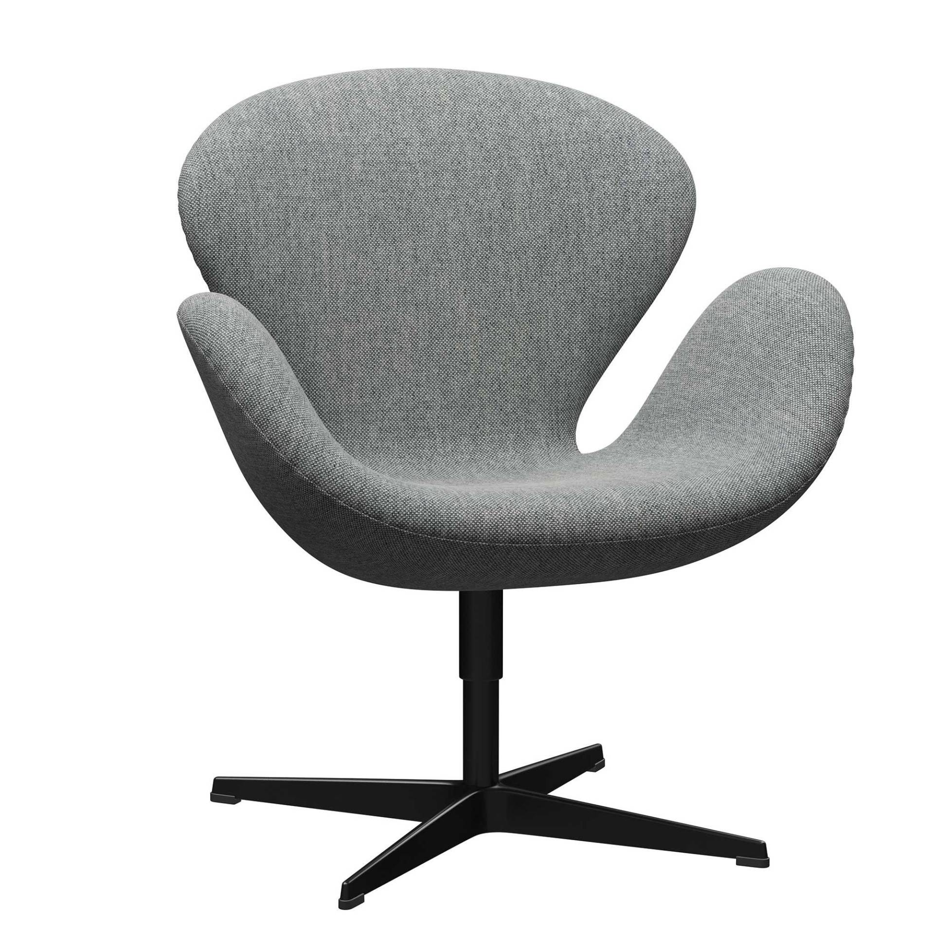 Fritz Hansen - Der Schwan™/ Swan™ Sessel Stoff Gestell Schwarz - grau/Stoff Kvadrat Hallingdal 0116/Gestell Aluminium pulverbeschichtet schwarz/BxHxT von Fritz Hansen