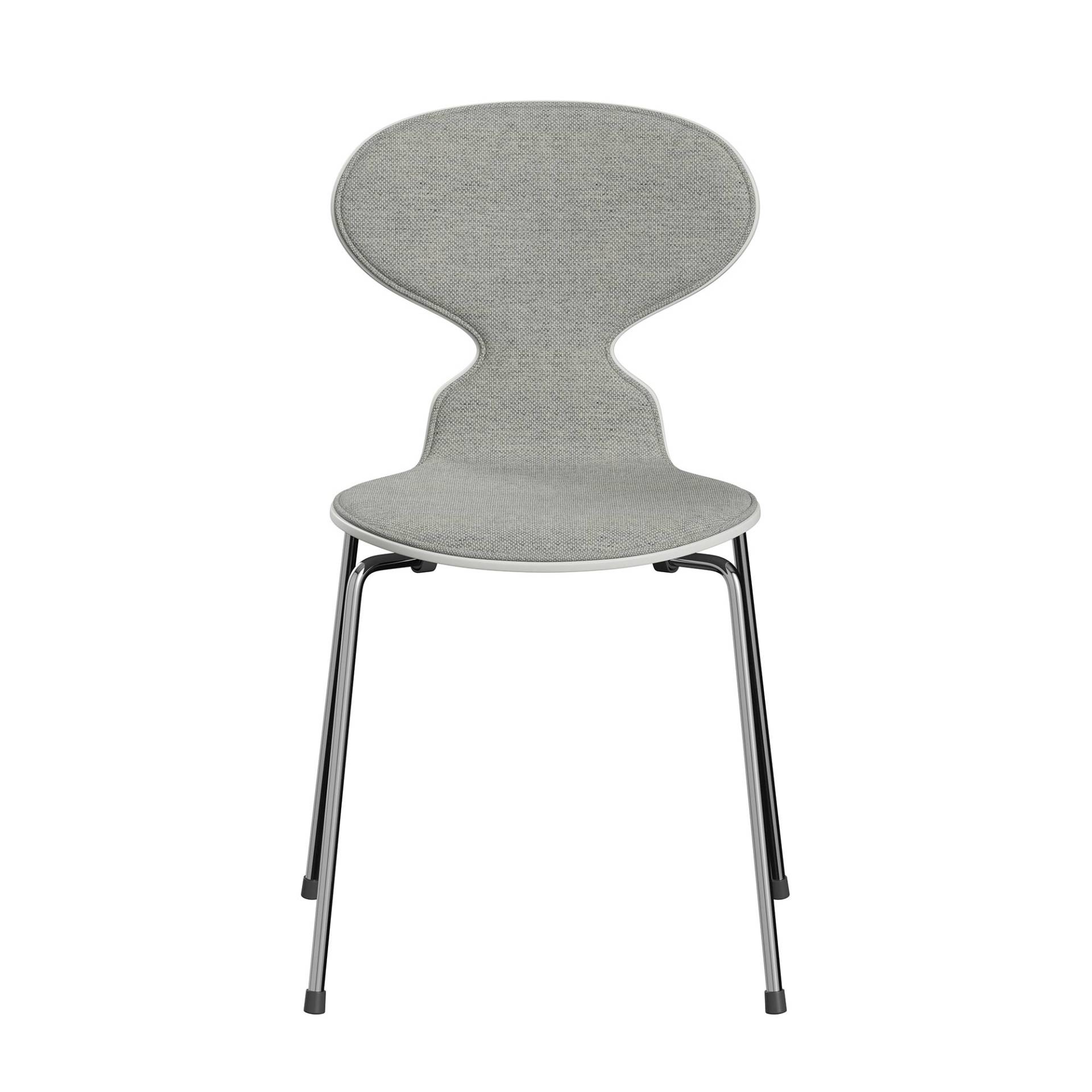 Fritz Hansen - Die Ameise™ Stuhl Vorne gepolstert Gestell verchromt - hellgrau/Stoff Hallingdal 0110 (70% Schurwolle, 30% Viskose)/Sitzschale weiß lac von Fritz Hansen