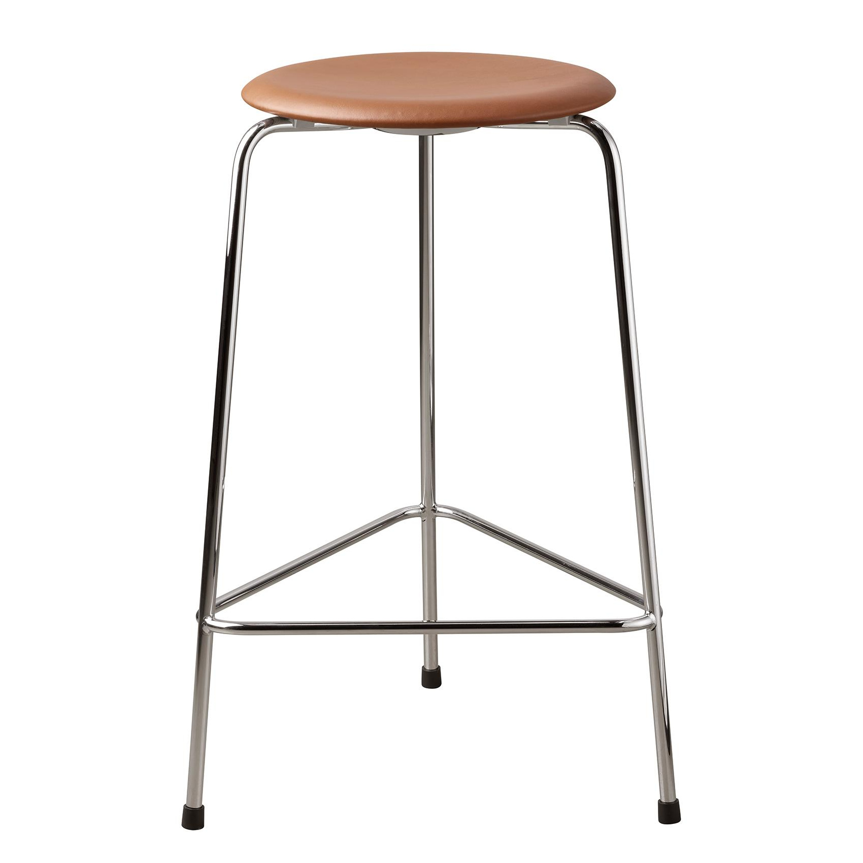 Fritz Hansen - Dot™ Barhocker - walnussbraun/Sitzfläche Leder/Gestell verchromt/H 65cm / Ø 44cm von Fritz Hansen