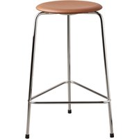 Fritz Hansen - High Dot Barhocker H 65 cm, Leder walnuss / Untergestell Chrom von Fritz Hansen