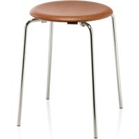 Fritz Hansen - Dot Hocker, Leder walnussfarben / Untergestell Chrom von Fritz Hansen