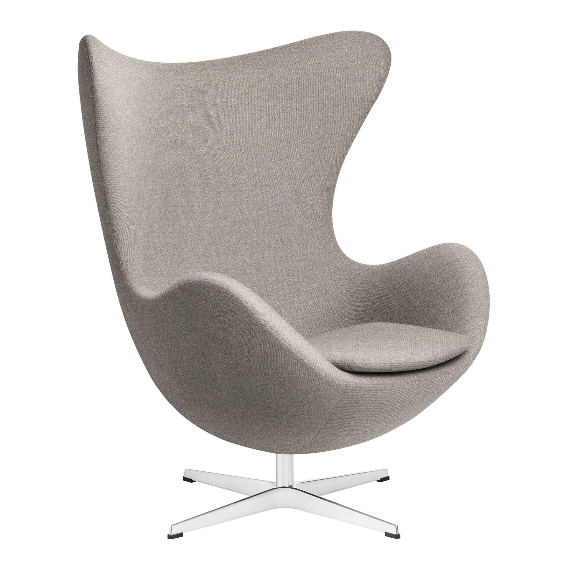 Fritz Hansen - Egg/ Das Ei™ Loungesessel Stoff Christianshavn - hellbeige/Stoff Christianshavn 1120/Fuß Aluminium seidenmatt poliert/BxHxT 86x107x79-9 von Fritz Hansen