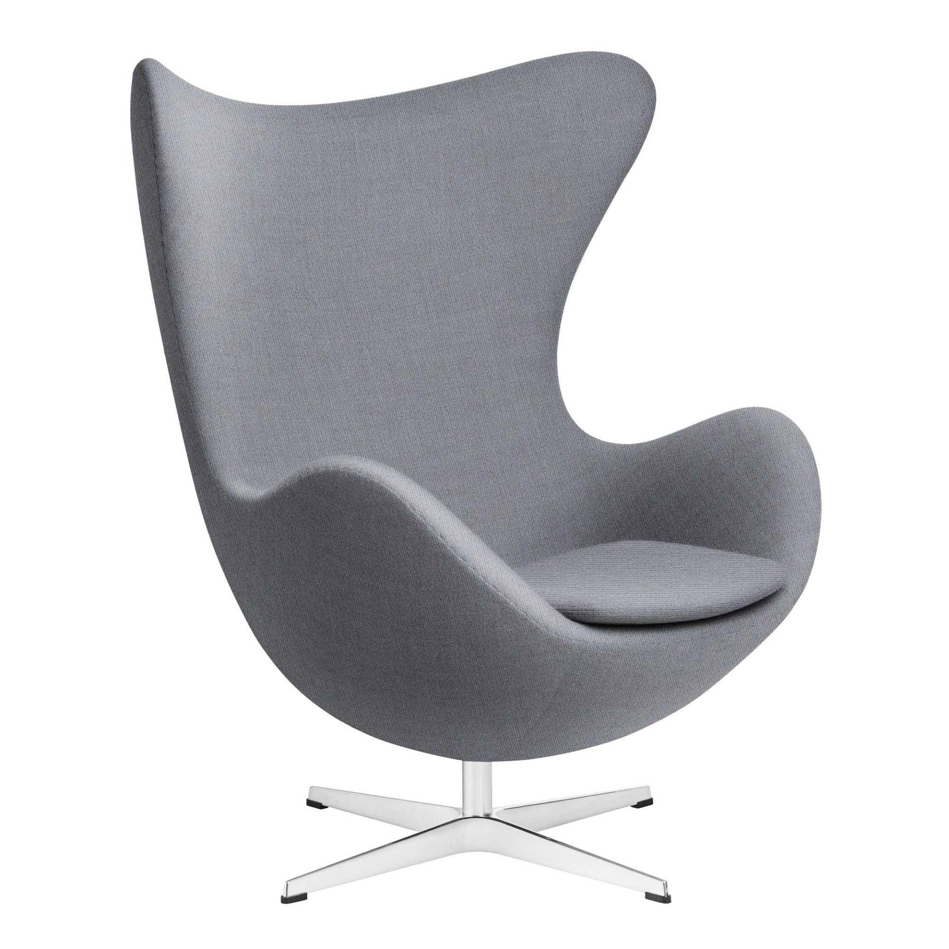 Fritz Hansen - Egg/ Das Ei™ Loungesessel Stoff Christianshavn - hellgrau/Stoff Christianshavn 1170/Fuß Aluminium seidenmatt poliert/BxHxT 86x107x79-95 von Fritz Hansen