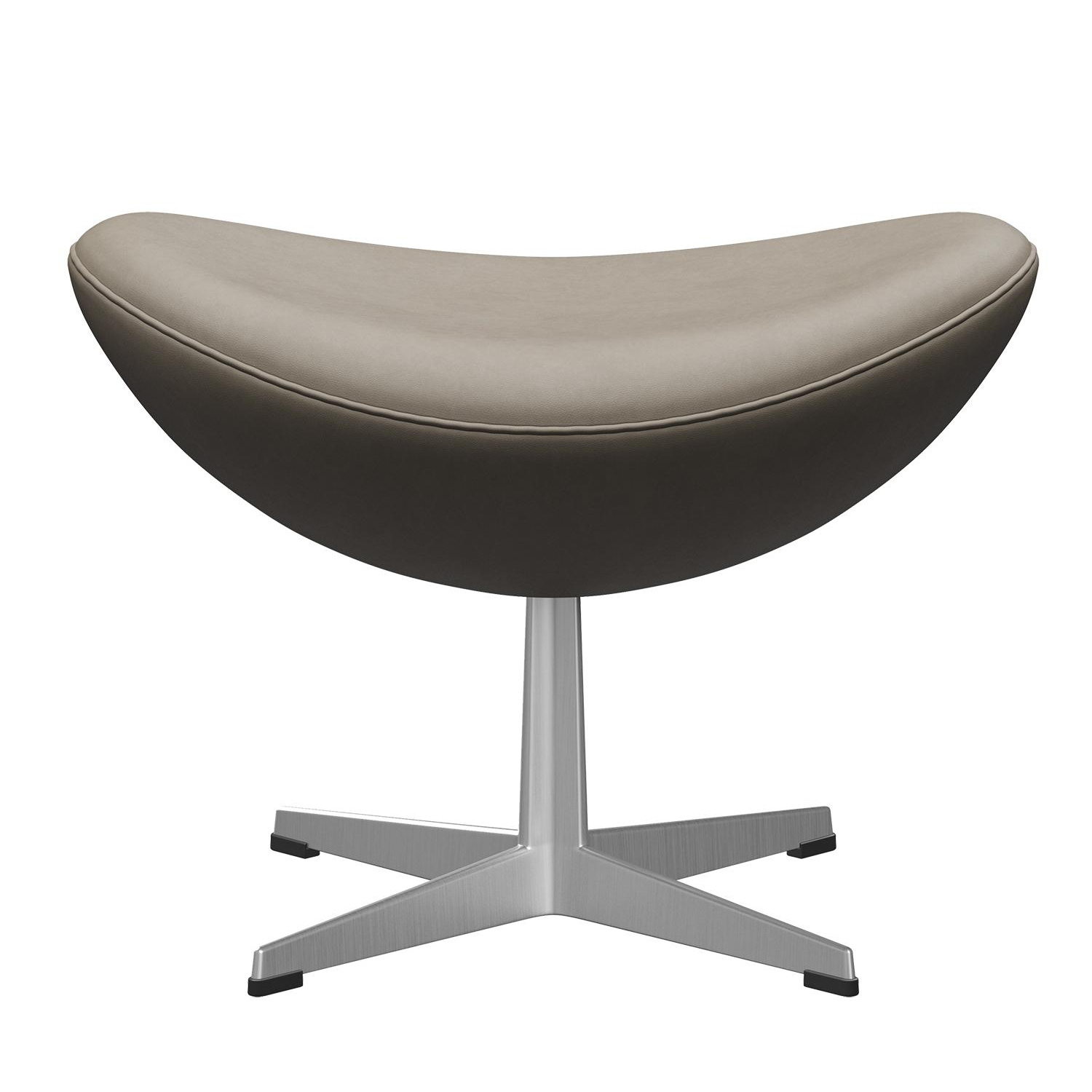 Fritz Hansen - Egg/Das Ei™ Fußhocker Leder - hellgrau/Leder Essential/Gestell Aluminium satinpoliert/BxHxT 56x37x40cm von Fritz Hansen