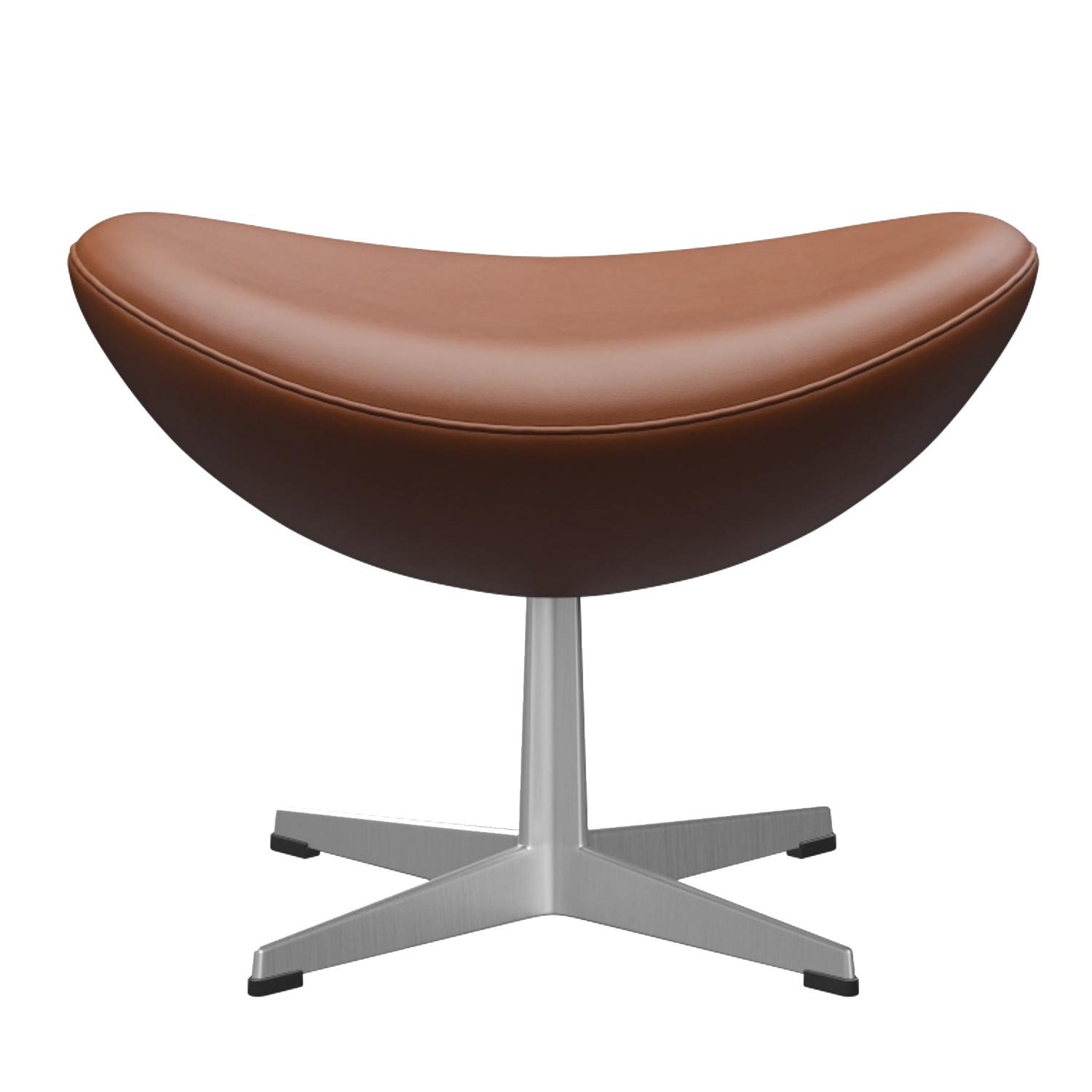 Fritz Hansen - Egg/Das Ei™ Fußhocker Leder - walnuss/Leder Essential/Gestell Aluminium satinpoliert/BxHxT 56x37x40cm von Fritz Hansen