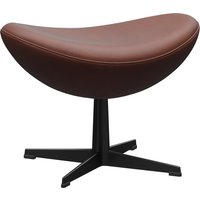 Fritz Hansen - Egg Fußhocker, PVD schwarz / Leder Grace Chestnut (Jubiläumsedition 2022) von Fritz Hansen