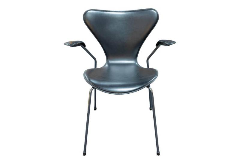 Fritz Hansen Esszimmerstuhl Stuhl 3207 Serie 7 Sitzschale Vollpolster Bezug Leder Kat. von Fritz Hansen