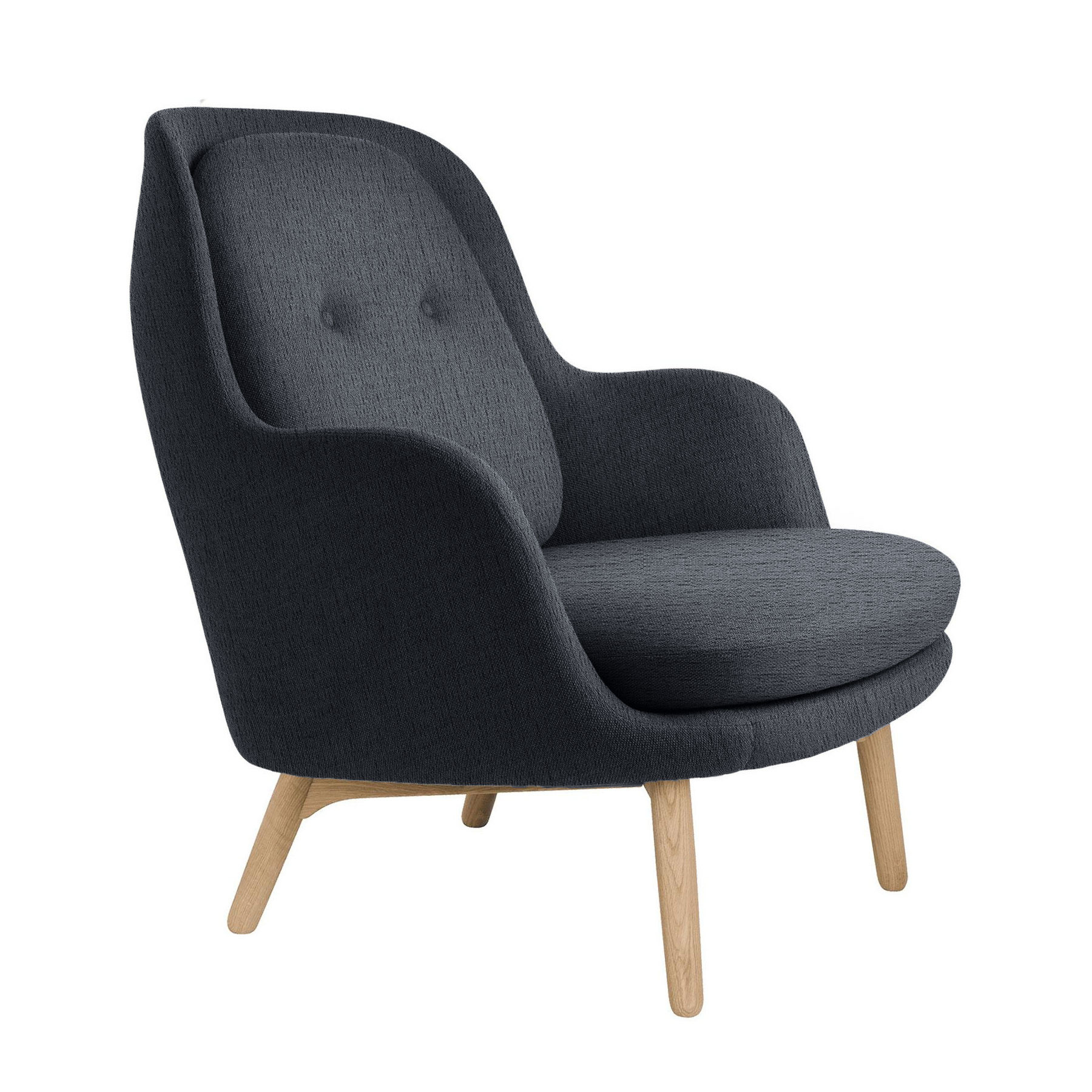 Fritz Hansen - Fri™ JH5 Sessel mit Eichengestell - dunkelblau/Stoff Christianshavn 1155/Füße Eiche klar lackiert/BxHxT 80x90,5x88cm von Fritz Hansen