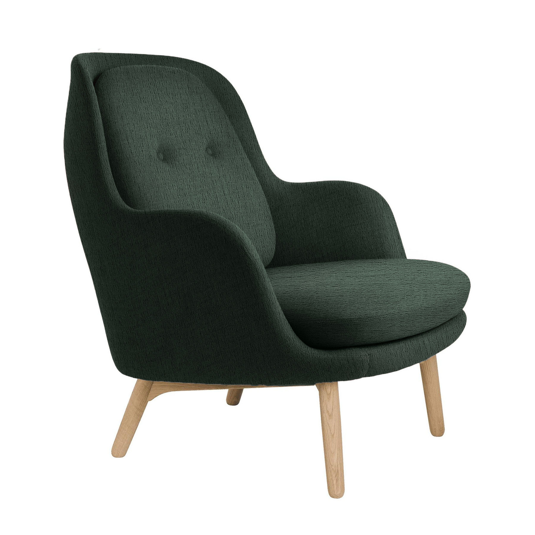 Fritz Hansen - Fri™ JH5 Sessel mit Eichengestell - dunkelgrün/Stoff Christianshavn 1161/Füße Eiche klar lackiert/BxHxT 80x90,5x88cm von Fritz Hansen