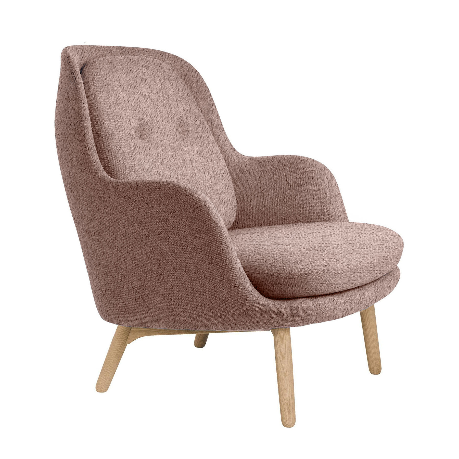 Fritz Hansen - Fri™ JH5 Sessel mit Eichengestell - hellrot/Stoff Christianshavn 1130/Füße Eiche klar lackiert/BxHxT 80x90,5x88cm von Fritz Hansen