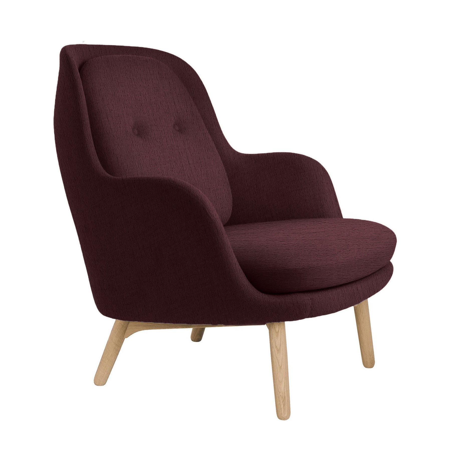 Fritz Hansen - Fri™ JH5 Sessel mit Eichengestell - rot/Stoff Christianshavn 1141/Füße Eiche klar lackiert/BxHxT 80x90,5x88cm von Fritz Hansen