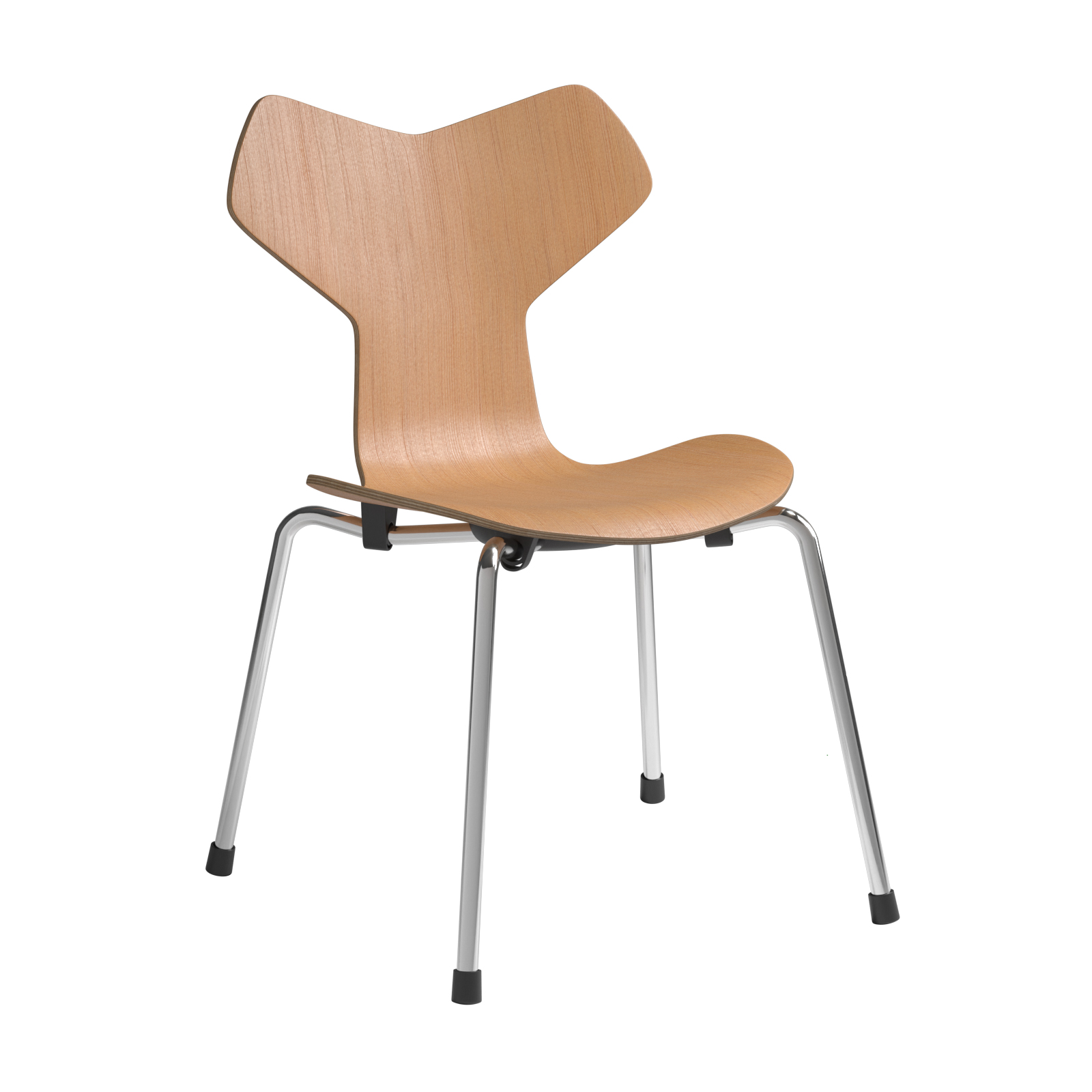 Fritz Hansen - Grand Prix™ Kinderstuhl verchromt - oregon pinie/Sitzfläche oregon pinie/Gestell Stahl verchromt/BxHxT 40x61x40cm von Fritz Hansen