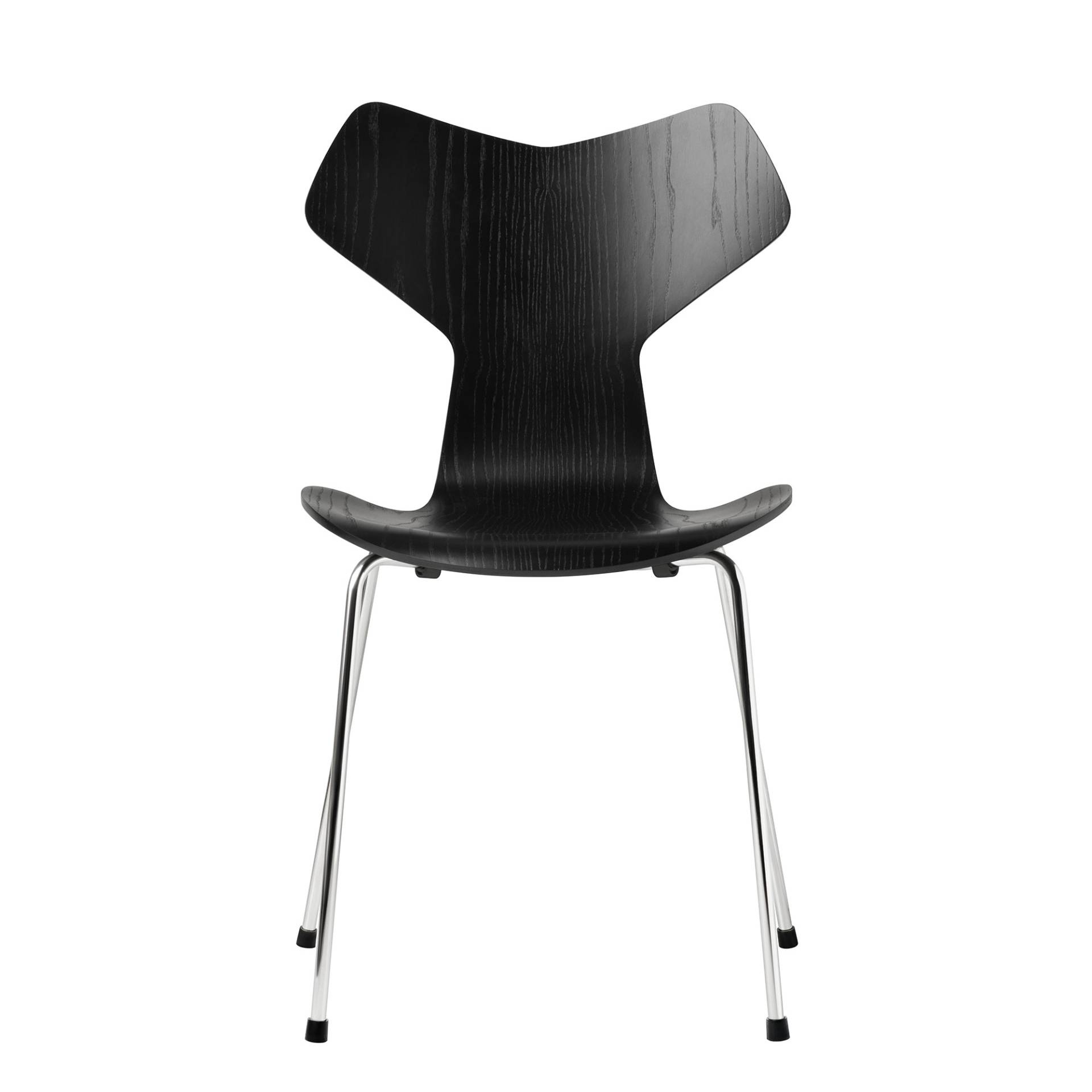 Fritz Hansen - Grand Prix™ Stuhl gefärbte Esche - schwarz/Sitzfläche gefärbte Esche/Gestell Stahl verchromt/BxHxT 48x83x51cm von Fritz Hansen