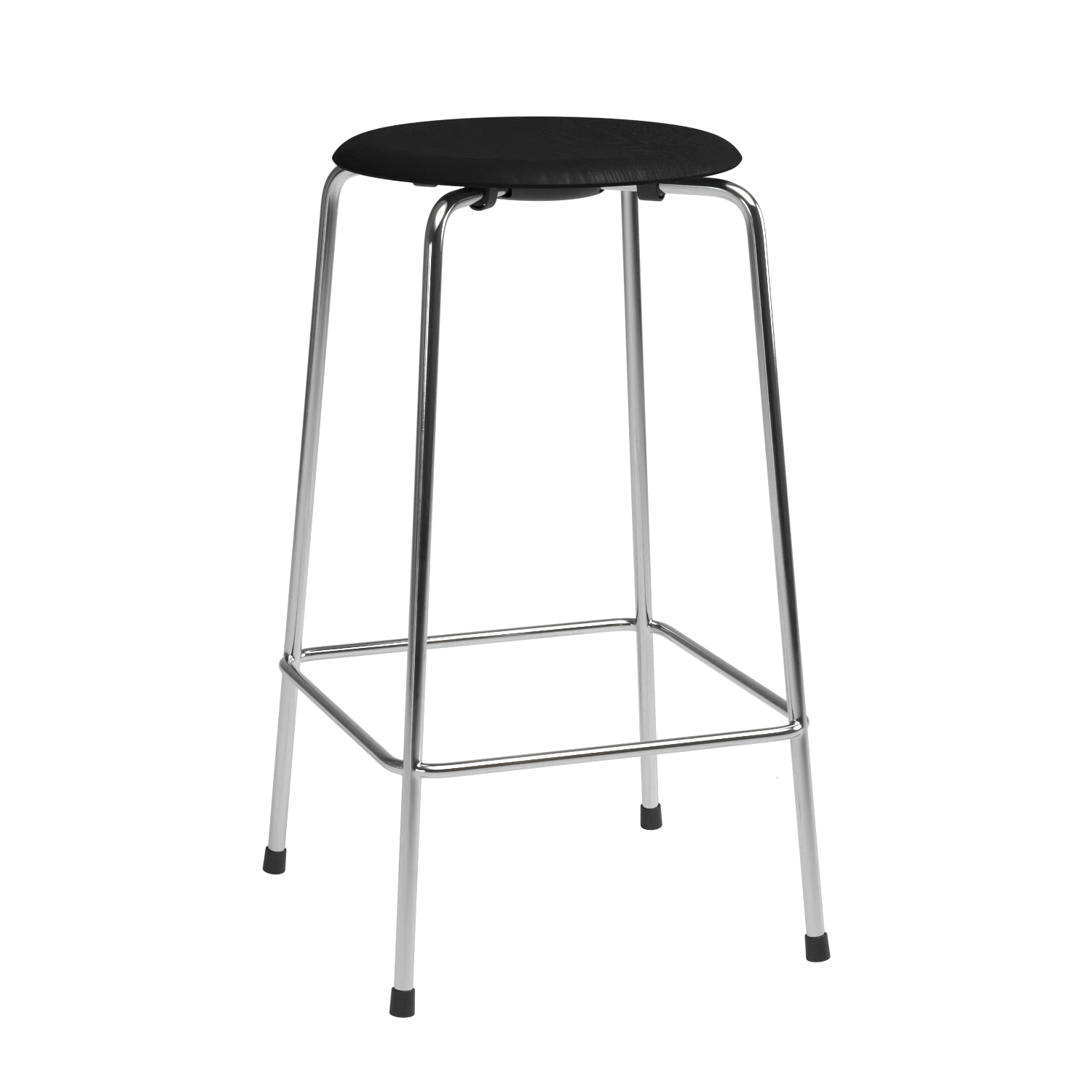 Fritz Hansen - High Dot™ Barhocker Niedrig Furnier 4 Beine - esche schwarz/Sitzfläche gefärbte Esche/Gestell verchromt/BxHxT 37,3x65x37,3cm von Fritz Hansen