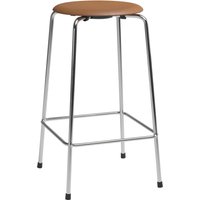 Fritz Hansen - High Dot Barhocker H 65 cm, Leder walnuss / Untergestell Chrom (4 Beine) von Fritz Hansen