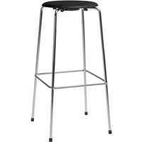 Fritz Hansen - High Dot Barhocker H 76 cm, Furnier Esche schwarz / Untergestell Chrom (4 Beine) von Fritz Hansen