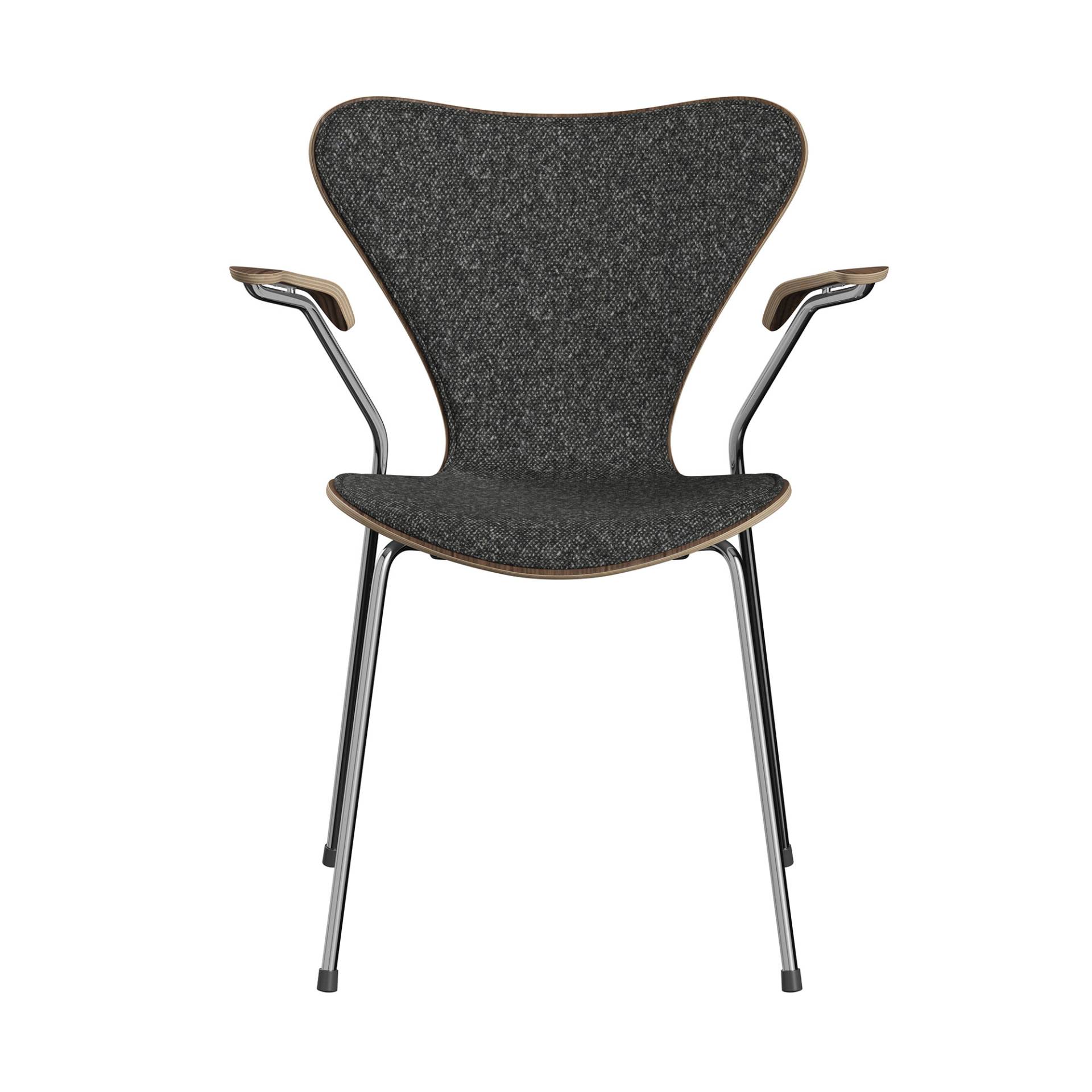 Fritz Hansen - Jubiläumsedition 2022 Serie 7™ Armlehnstuhl Stoff - granitbraun/Kvadrat Vanir 373 (92 % Schurwolle, 8 % Nylon)/Gestell Stahl verchromt/ von Fritz Hansen