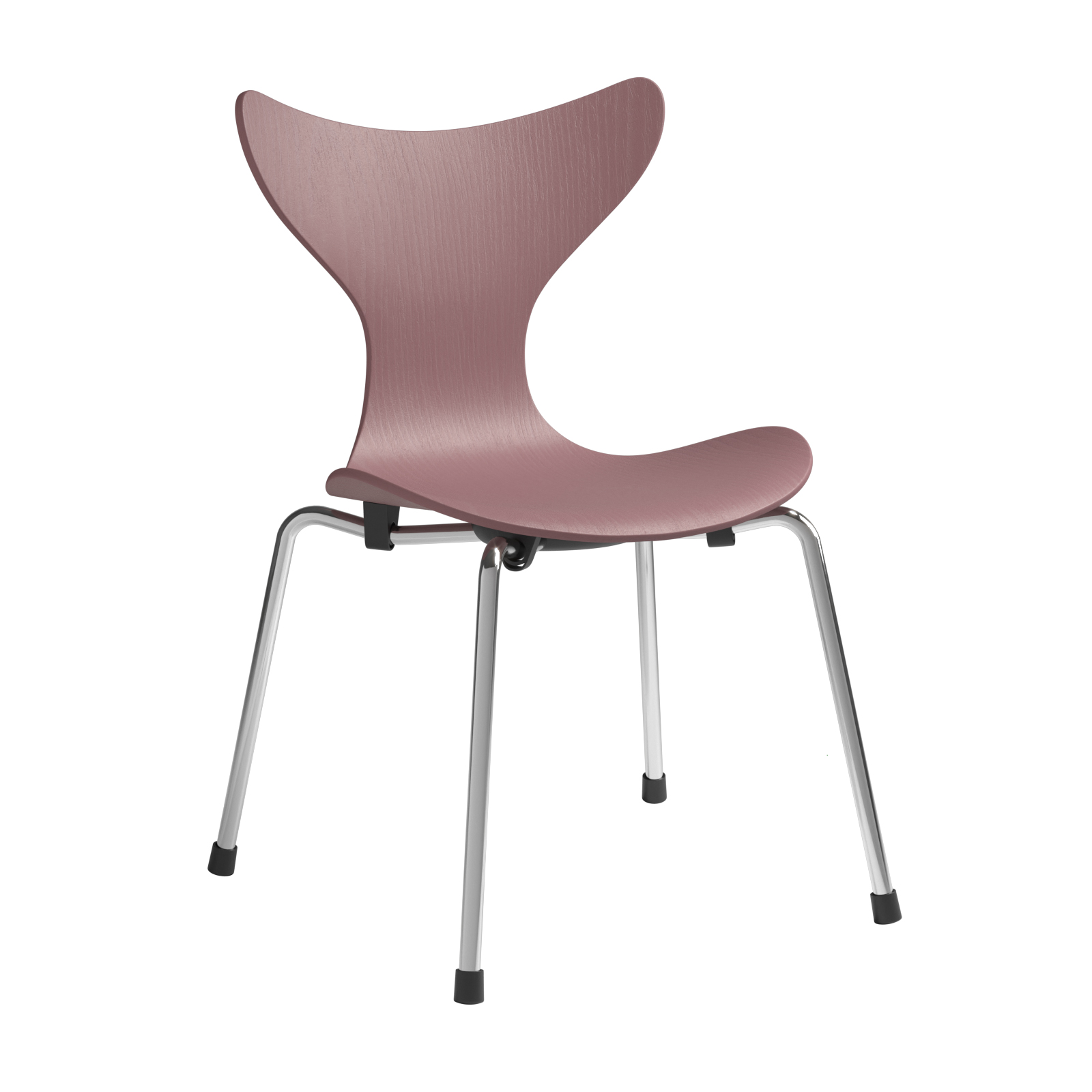 Fritz Hansen - Lily™ Kinderstuhl verchromt - wildrose/Sitzfläche gefärbte Esche/Gestell Stahl verchromt/BxHxT 40x61x40cm von Fritz Hansen