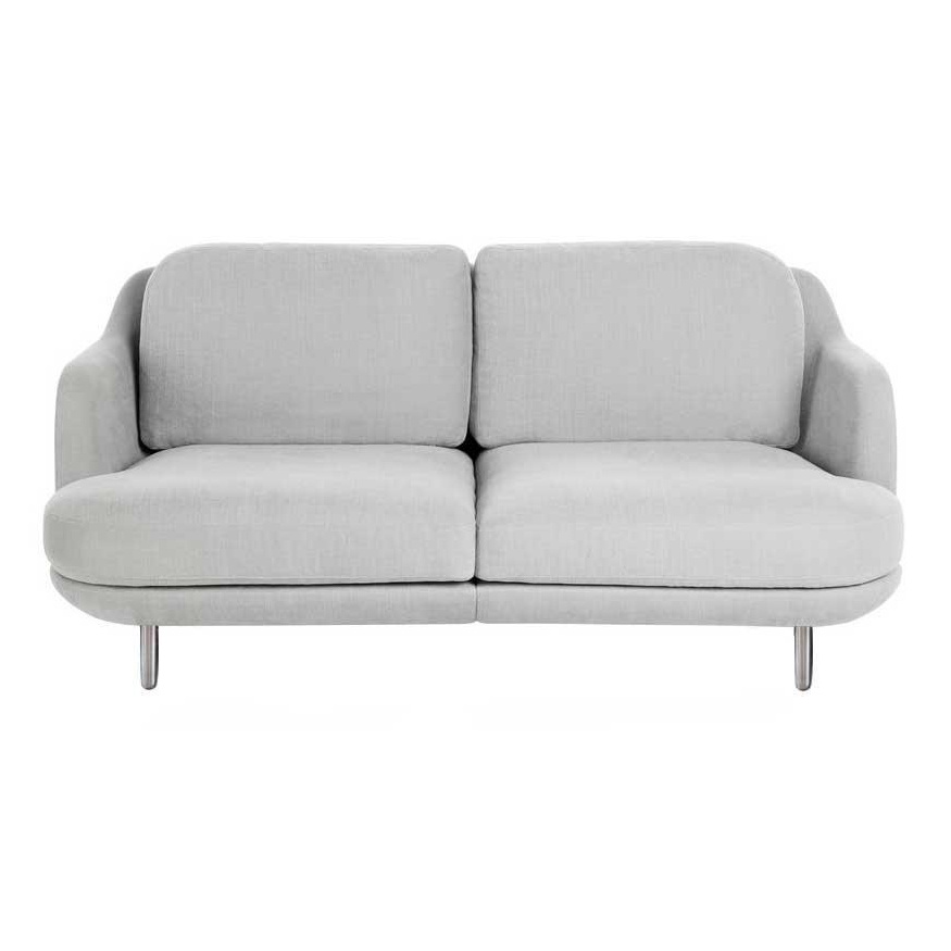 Fritz Hansen - Lune™ JH200 2-Sitzer Sofa Füße Aluminium - eukalyptusgrau/Stoff Linara 2494/324/Füße gebürstetes Aluminium/BxHxT 155x81,5x93,5cm von Fritz Hansen