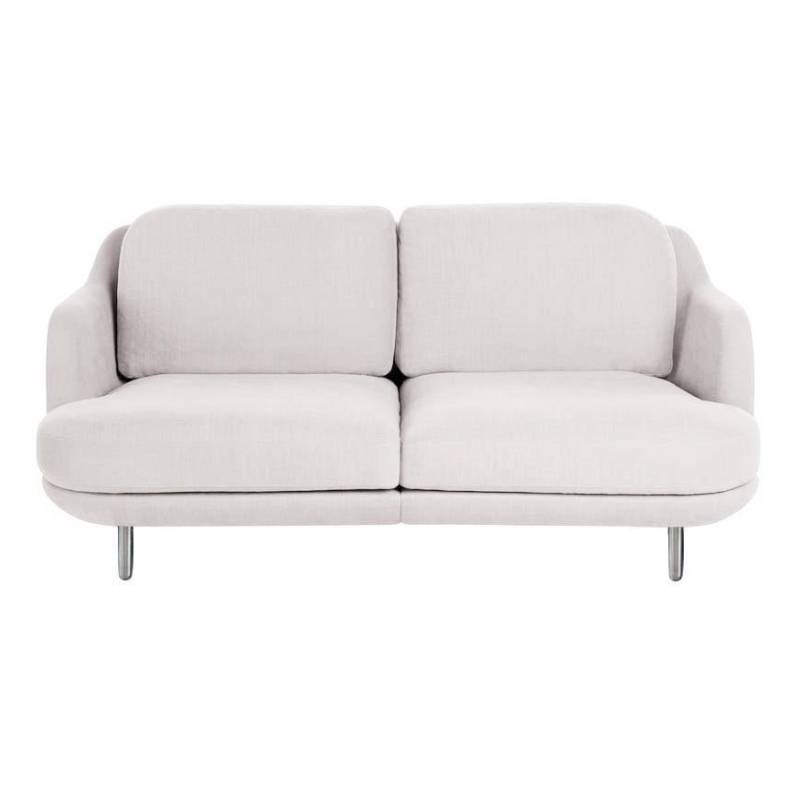 Fritz Hansen - Lune™ JH200 2-Sitzer Sofa Füße Aluminium - nebel grau/Stoff Linara 2494/340/Füße gebürstetes Aluminium/BxHxT 155x81,5x93,5cm von Fritz Hansen