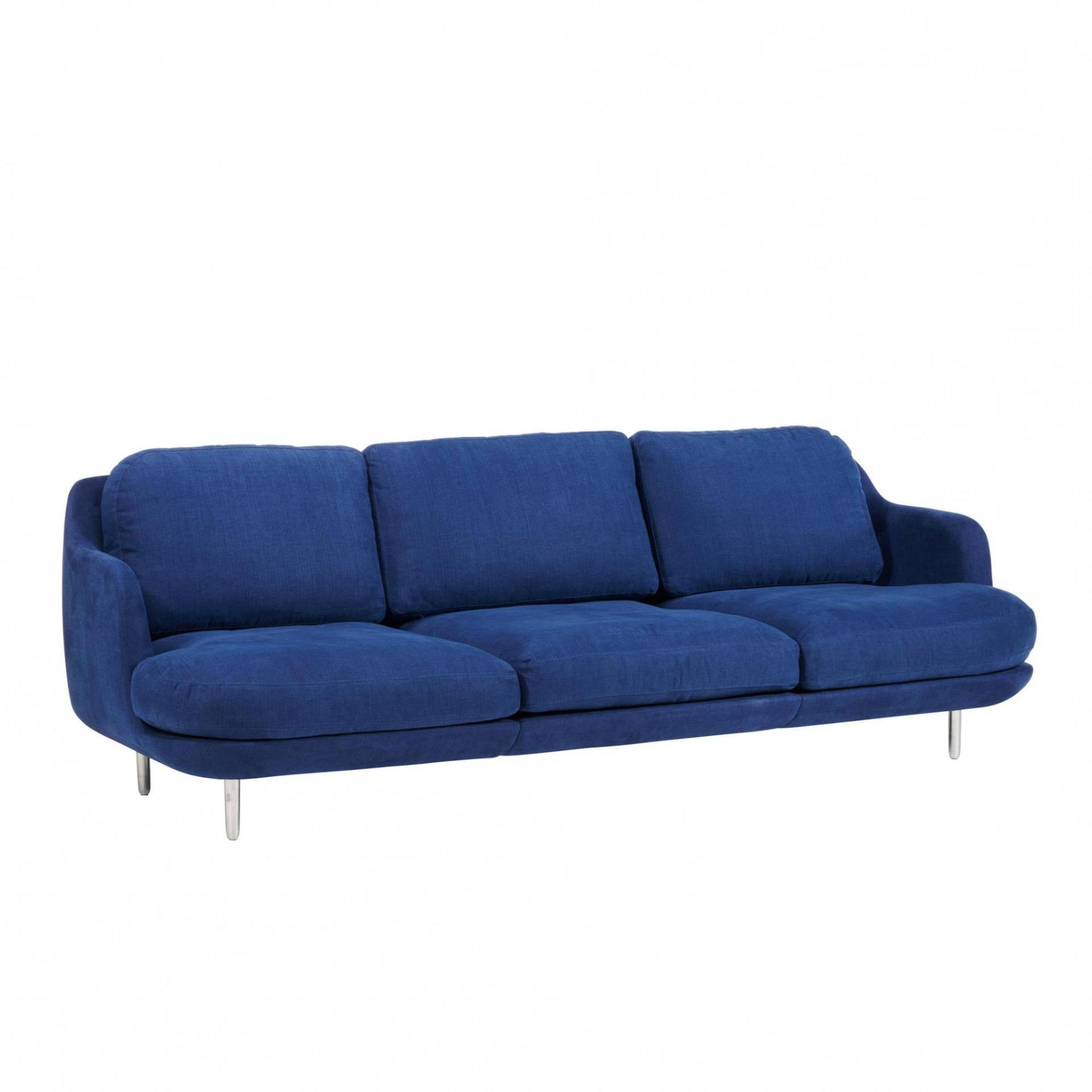 Fritz Hansen - Lune™ JH300 3-Sitzer Sofa Füße Aluminium - indigo/Stoff Linara 2494/30/Füße gebürstetes Aluminium/BxHxT 227x81,5x93,5cm von Fritz Hansen