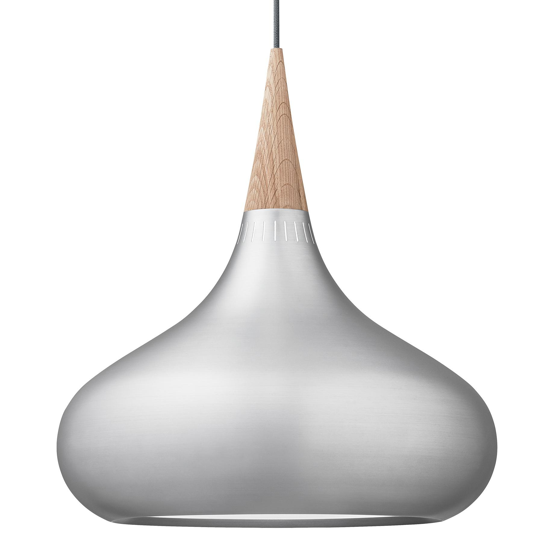 Fritz Hansen - Orient™ P3 Pendelleuchte - aluminium/eiche/Aluminium matt lackiert/H 54cm / Ø 50cm/Kabel grau von Fritz Hansen