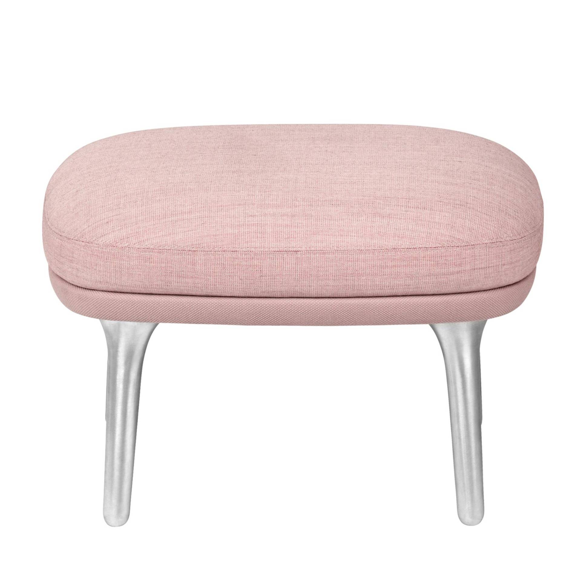 Fritz Hansen - Ro™ JH11 Fußhocker Stoff Füße aus Aluminium - rosa/Stoff Steelcut 605/Kissen Stoff Canvas 614/Gestell Aluminium gebürstet von Fritz Hansen